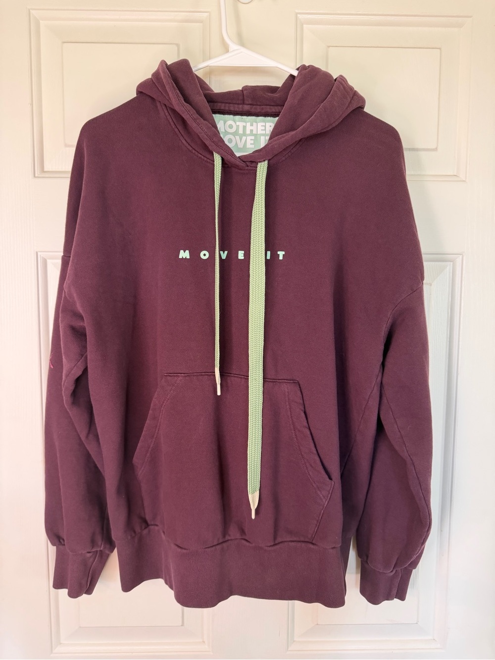 MOTHER Denim Move It "The Hip It" Hoodie Burgundy Maroon Green Accent - size XS
